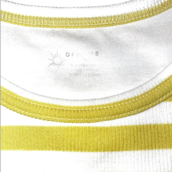 NWOT OFFLINE By Aerie THUMBS UP Heavyweight Cropped Tank Top Yellow Gold White - Picture 3 of 5